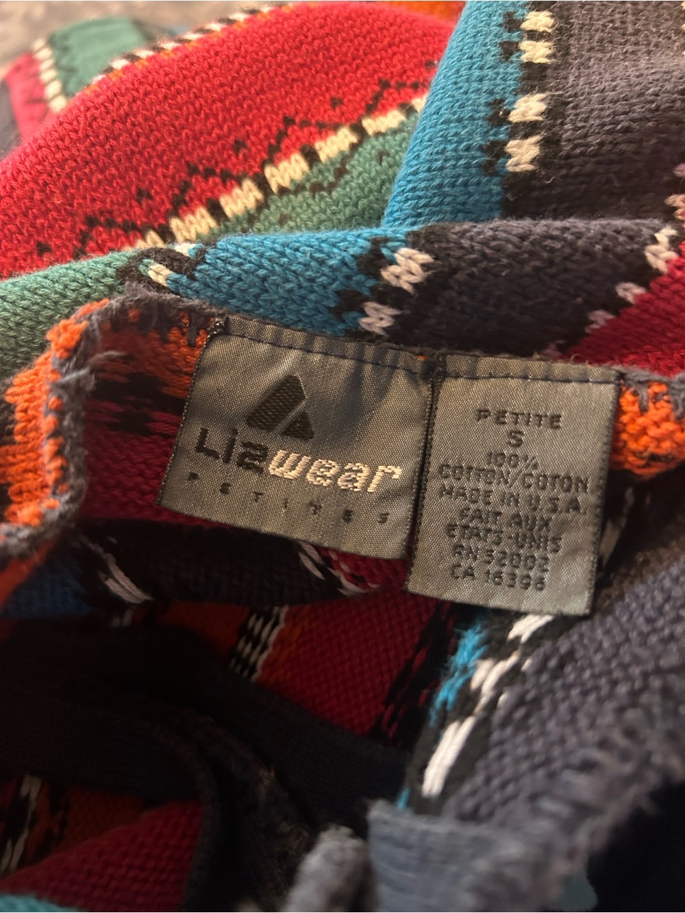 Vintage 90s LizWear multicolored striped cropped knit cardigan southwestern S - Picture 8 of 8